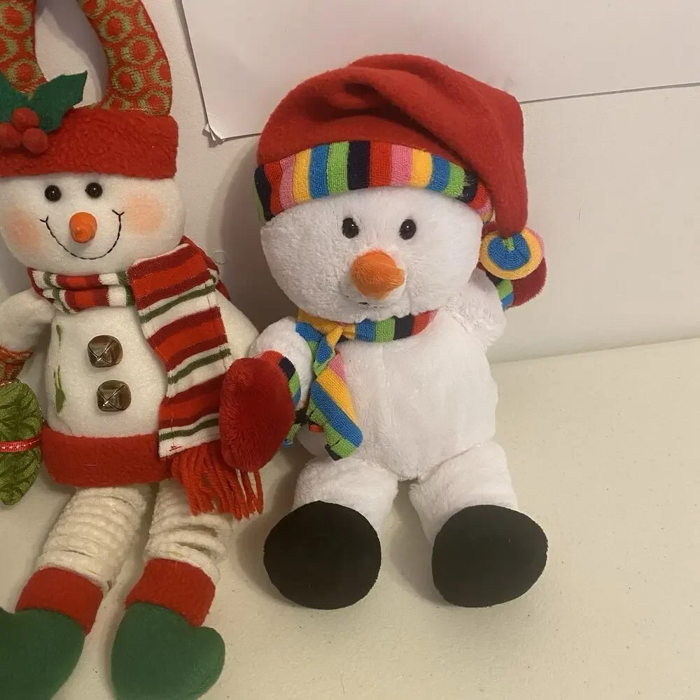 Christmas Tree Door Knob Hanger Snowman Plush Set Of 2 Holiday Home Winter Decor